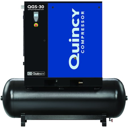 Quincy Compressor QGS 30-HP 132- Gal Tank Mounted Rotary Screw Air Compressor Triv/3/60 QGS 30 TM-3